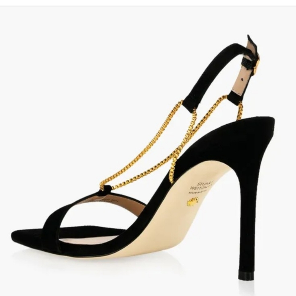 Stuart Weitzman black Suede Roxanne 4" Stilettos BNIB - Picture 2 of 7